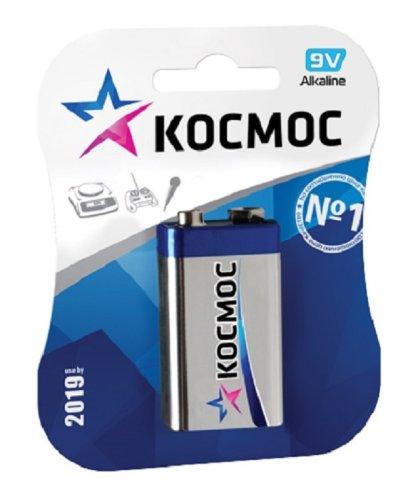 Элемент питания Космос 6LR61 Максимум BP-1 крона алкалиновая (батарейка) картинка 